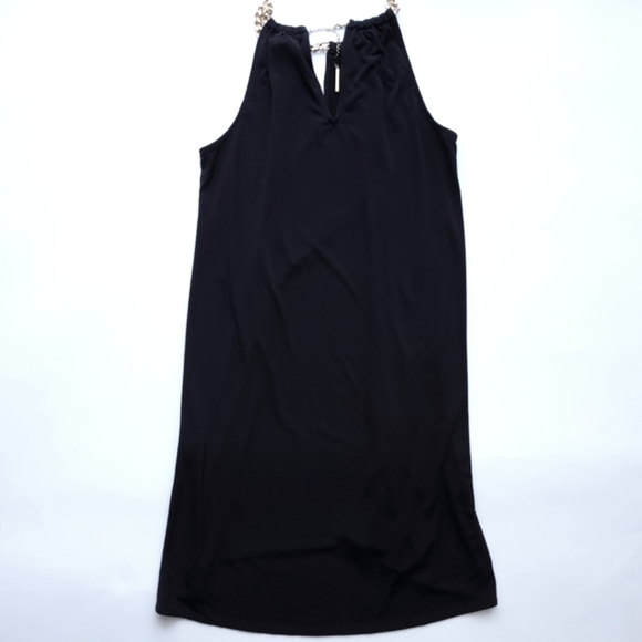 MICHAEL Michael Kors Sleeveless Gold Chain Neck High-Low Dress - Picture 4 of 11